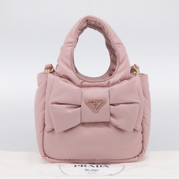 PRADA Hand Bag Nylon 2way Pink Gold Auth 211724SAM