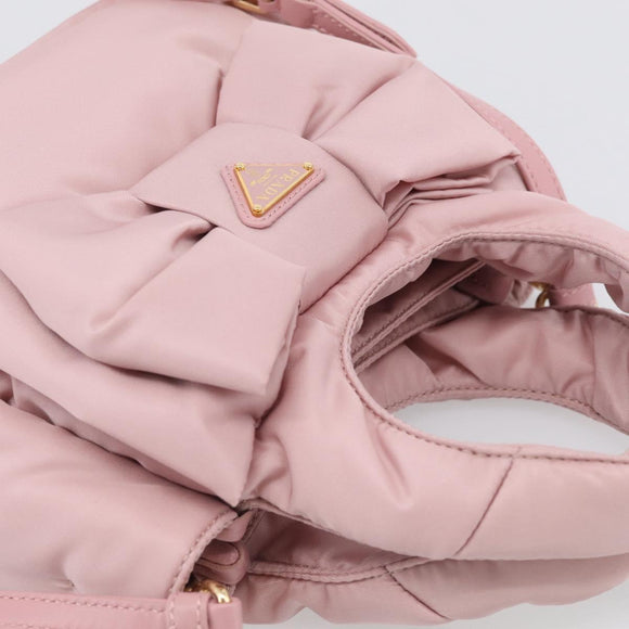 PRADA Hand Bag Nylon 2way Pink Gold Auth 211724SAM