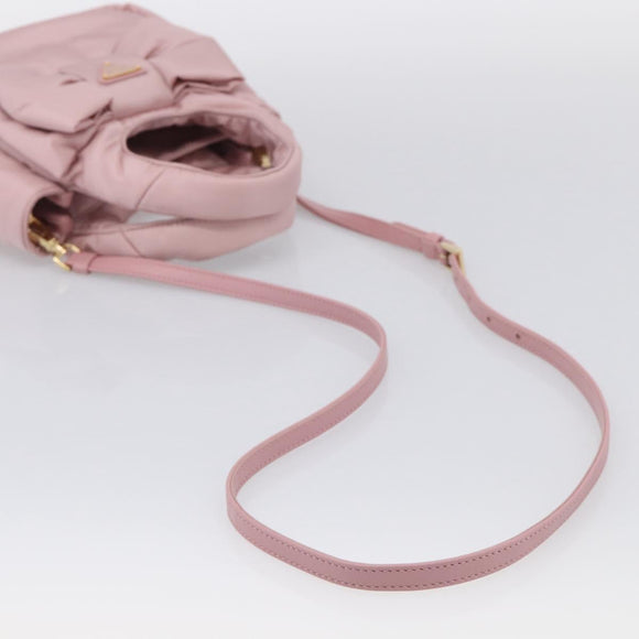 PRADA Hand Bag Nylon 2way Pink Gold Auth 211724SAM