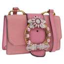 Miu Miu Madras Shoulder Bag Leather Pink Gold Auth 211725A-1