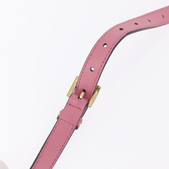 Miu Miu Madras Shoulder Bag Leather Pink Gold Auth 211725A