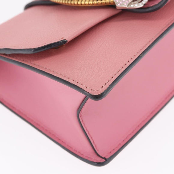 Miu Miu Madras Shoulder Bag Leather Pink Gold Auth 211725A