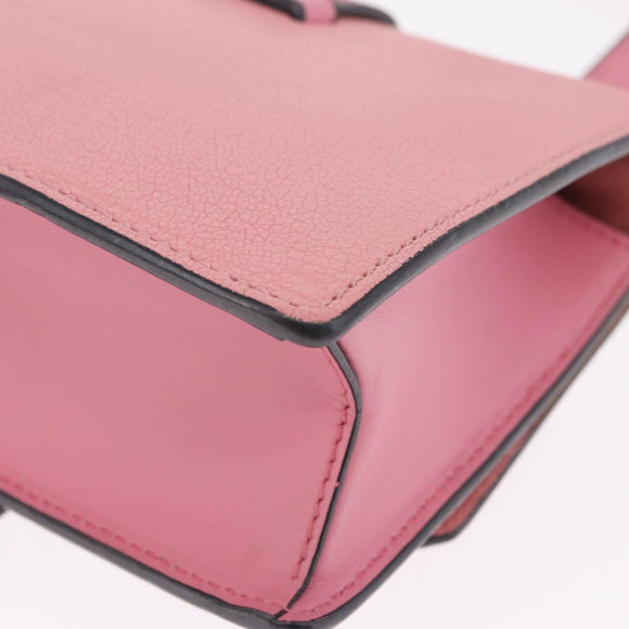Miu Miu Madras Shoulder Bag Leather Pink Gold Auth 211725A
