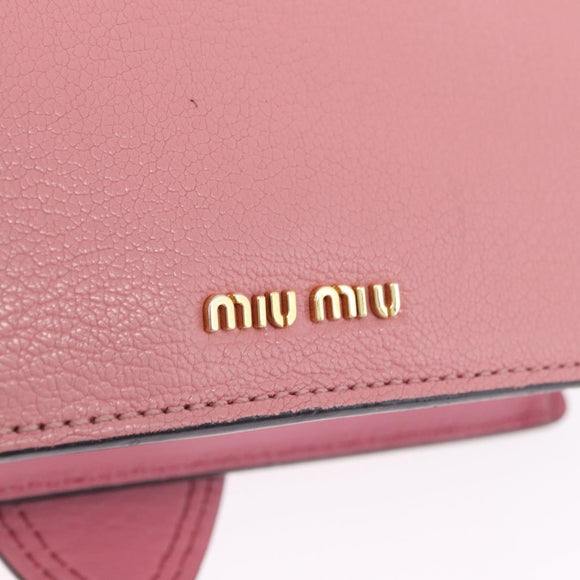 Miu Miu Madras Shoulder Bag Leather Pink Gold Auth 211725A