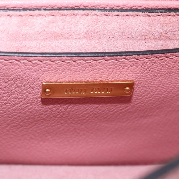 Miu Miu Madras Shoulder Bag Leather Pink Gold Auth 211725A
