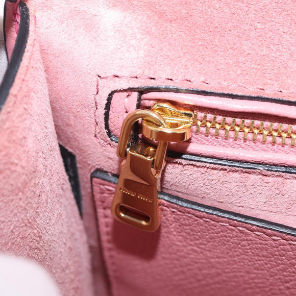Miu Miu Madras Shoulder Bag Leather Pink Gold Auth 211725A