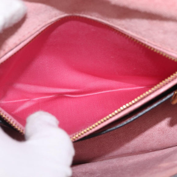 Miu Miu Madras Shoulder Bag Leather Pink Gold Auth 211725A