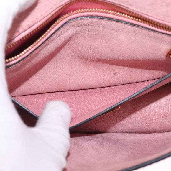 Miu Miu Madras Shoulder Bag Leather Pink Gold Auth 211725A