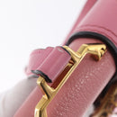 Miu Miu Madras Shoulder Bag Leather Pink Gold Auth 211725A-30