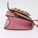 Miu Miu Madras Shoulder Bag Leather Pink Gold Auth 211725A-4