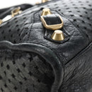 Balenciaga Classic Mini City Bag Punching Leather 2way Black 501065 Auth 211728M-13