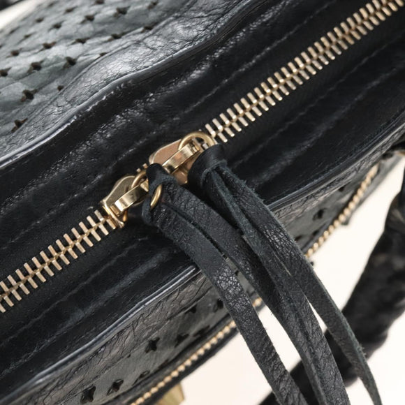 Balenciaga Classic Mini City Bag Punching Leather 2way Black 501065 Auth 211728M