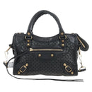 Balenciaga Classic Mini City Bag Punching Leather 2way Black 501065 Auth 211728M-2
