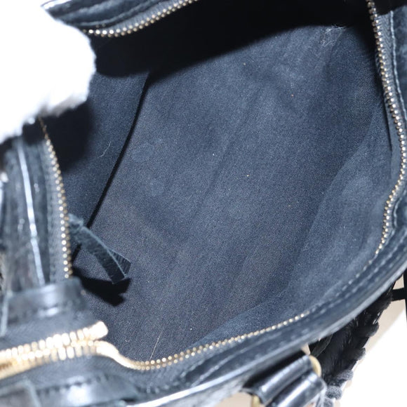 Balenciaga Classic Mini City Bag Punching Leather 2way Black 501065 Auth 211728M