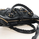 Balenciaga Classic Mini City Bag Punching Leather 2way Black 501065 Auth 211728M-6