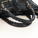 Balenciaga Classic Mini City Bag Punching Leather 2way Black 501065 Auth 211728M-7