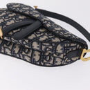 Christian Dior Trotter Canvas Saddle Hand Bag Navy Gold Auth 211731SAM-13
