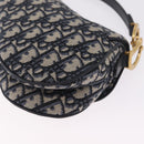 Christian Dior Trotter Canvas Saddle Hand Bag Navy Gold Auth 211731SAM-15