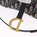 Christian Dior Trotter Canvas Saddle Hand Bag Navy Gold Auth 211731SAM-17