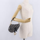 Christian Dior Trotter Canvas Saddle Hand Bag Navy Gold Auth 211731SAM-24