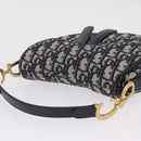 Christian Dior Trotter Canvas Saddle Hand Bag Navy Gold Auth 211731SAM-6