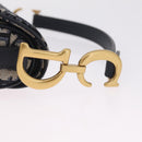 Christian Dior Trotter Canvas Saddle Hand Bag Navy Gold Auth 211731SAM-9