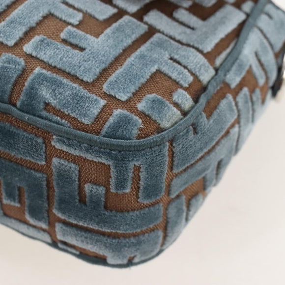 FENDI Zucca Canvas Mamma Baguette Bag 2way Light Blue Silver Auth 211732SM