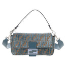 FENDI Zucca Canvas Mamma Baguette Bag 2way Light Blue Silver Auth 211732SM-2