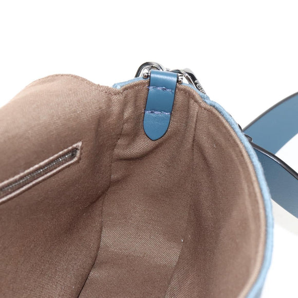 FENDI Zucca Canvas Mamma Baguette Bag 2way Light Blue Silver Auth 211732SM