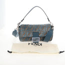FENDI Zucca Canvas Mamma Baguette Bag 2way Light Blue Silver Auth 211732SM-29