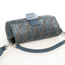 FENDI Zucca Canvas Mamma Baguette Bag 2way Light Blue Silver Auth 211732SM-6