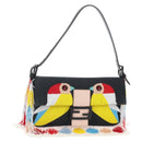 FENDI Mamma Baguette Shoulder Bag Denim Beads Multicolor Auth 211733SM-1