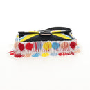 FENDI Mamma Baguette Shoulder Bag Denim Beads Multicolor Auth 211733SM-10