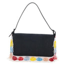 FENDI Mamma Baguette Shoulder Bag Denim Beads Multicolor Auth 211733SM-3