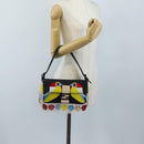 FENDI Mamma Baguette Shoulder Bag Denim Beads Multicolor Auth 211733SM-34