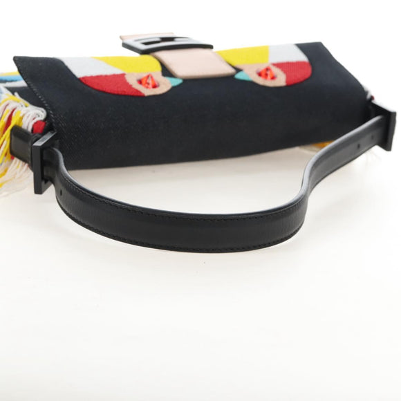 FENDI Mamma Baguette Shoulder Bag Denim Beads Multicolor Auth 211733SM
