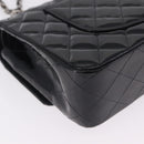 CHANEL Chain Matelasse25 Bag Patent Leather Black Silver CC Auth 211734V-12