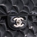 CHANEL Chain Matelasse25 Bag Patent Leather Black Silver CC Auth 211734V-14