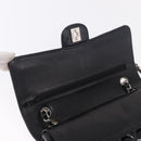CHANEL Chain Matelasse25 Bag Patent Leather Black Silver CC Auth 211734V-16