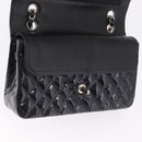 CHANEL Chain Matelasse25 Bag Patent Leather Black Silver CC Auth 211734V-17