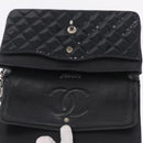 CHANEL Chain Matelasse25 Bag Patent Leather Black Silver CC Auth 211734V-19