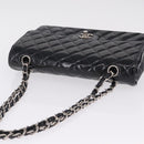 CHANEL Chain Matelasse25 Bag Patent Leather Black Silver CC Auth 211734V-6