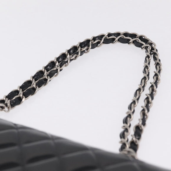 CHANEL Chain Matelasse25 Bag Patent Leather Black Silver CC Auth 211734V
