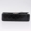 CHANEL Chain Matelasse25 Bag Patent Leather Black Silver CC Auth 211734V-9