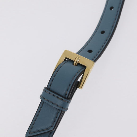 Miu Miu Madras Shoulder Bag Leather Light Blue Gold Auth 211735A