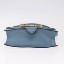Miu Miu Madras Shoulder Bag Leather Light Blue Gold Auth 211735A-11