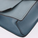 Miu Miu Madras Shoulder Bag Leather Light Blue Gold Auth 211735A-12