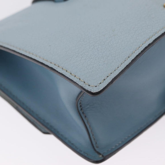 Miu Miu Madras Shoulder Bag Leather Light Blue Gold Auth 211735A