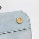 Miu Miu Madras Shoulder Bag Leather Light Blue Gold Auth 211735A-19
