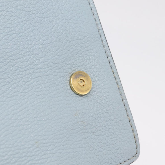 Miu Miu Madras Shoulder Bag Leather Light Blue Gold Auth 211735A